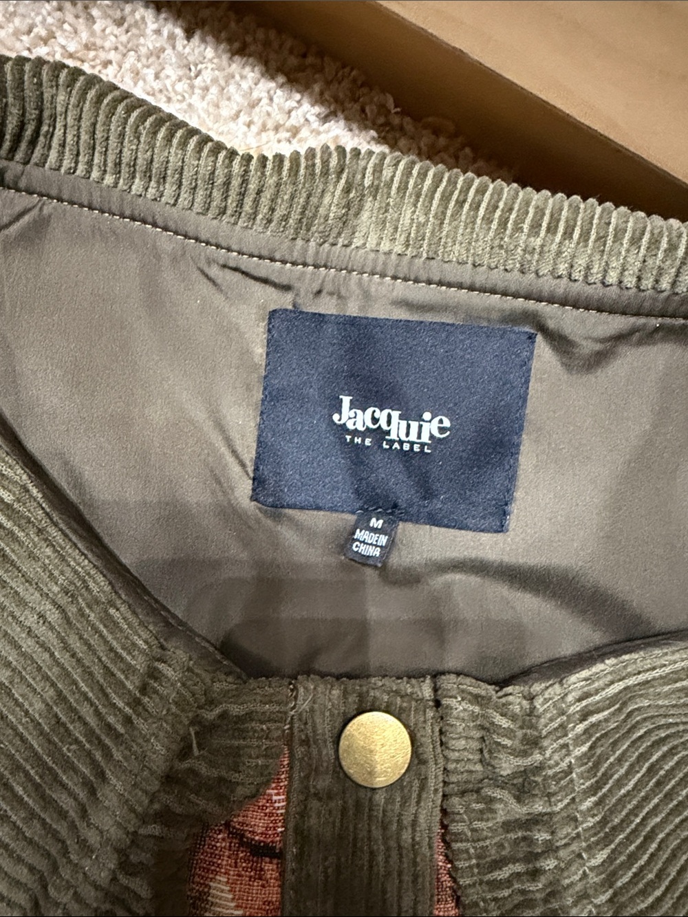 Jacqui E Olive Corduroy Collar Snap-Front Jacket - Picture 2 of 4